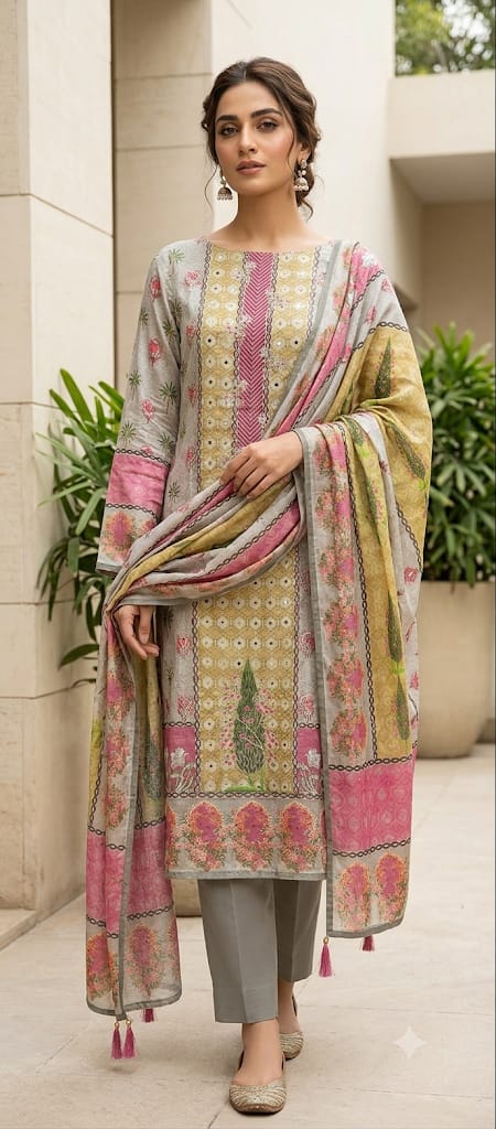Shimmer glass organza unstitched ladies suit Rc19291