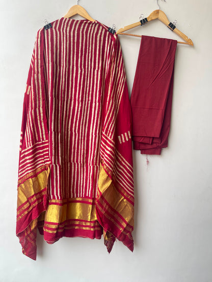 Cotton chanderi printed ladies unstitched suit Rc19265 (a)