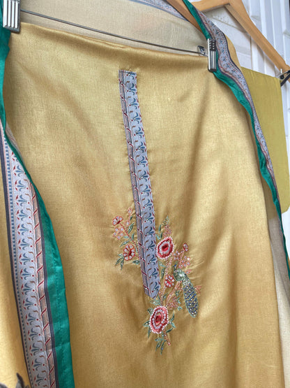 Tassar silk unstitched ladies suit Rc17699