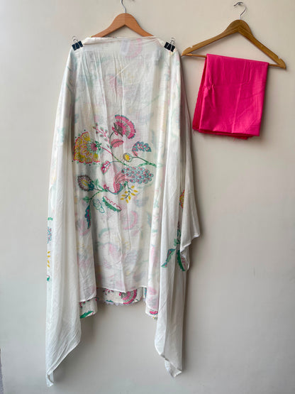 Self cotton printed unstitched ladies suit Rc18979