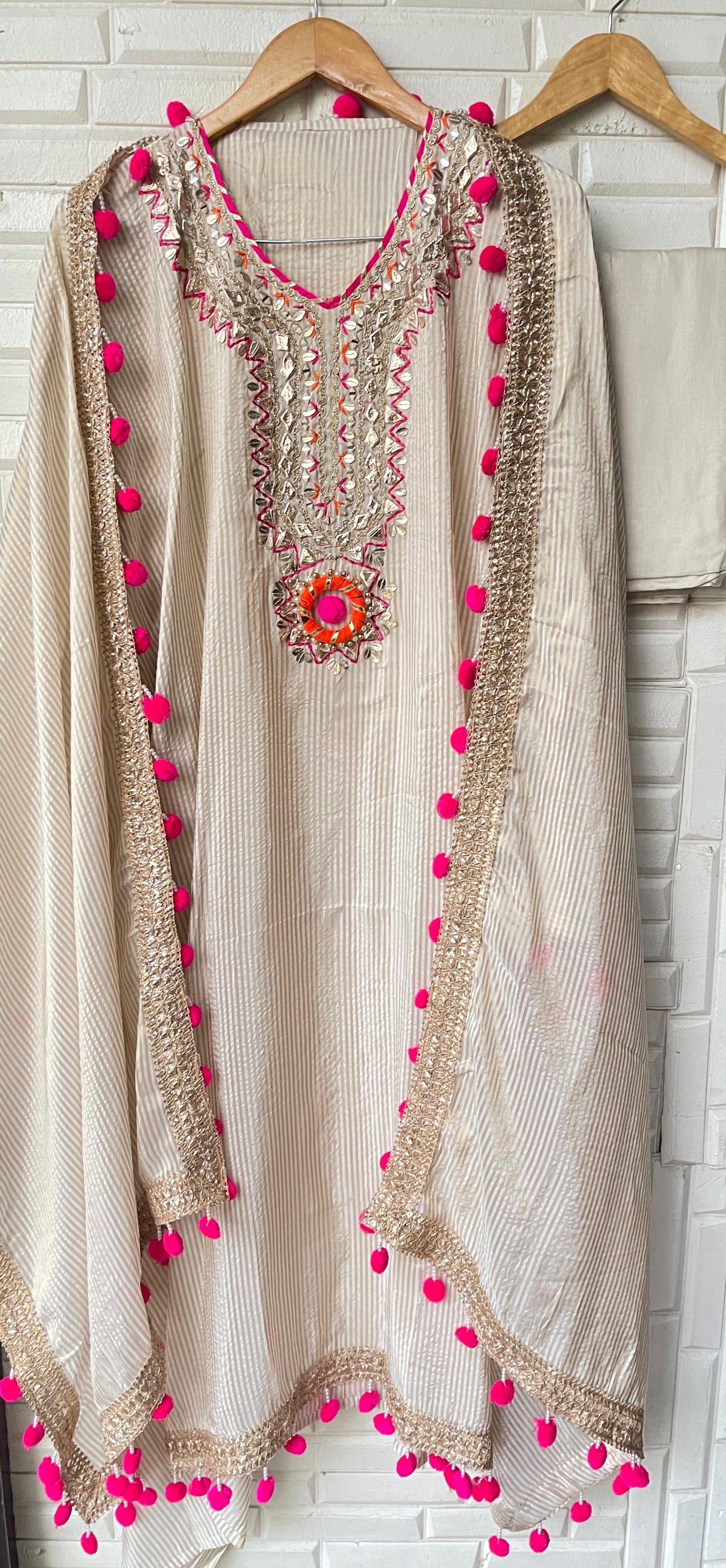 Banarasi shimmer silk unstitched ladies suit Rc17691
