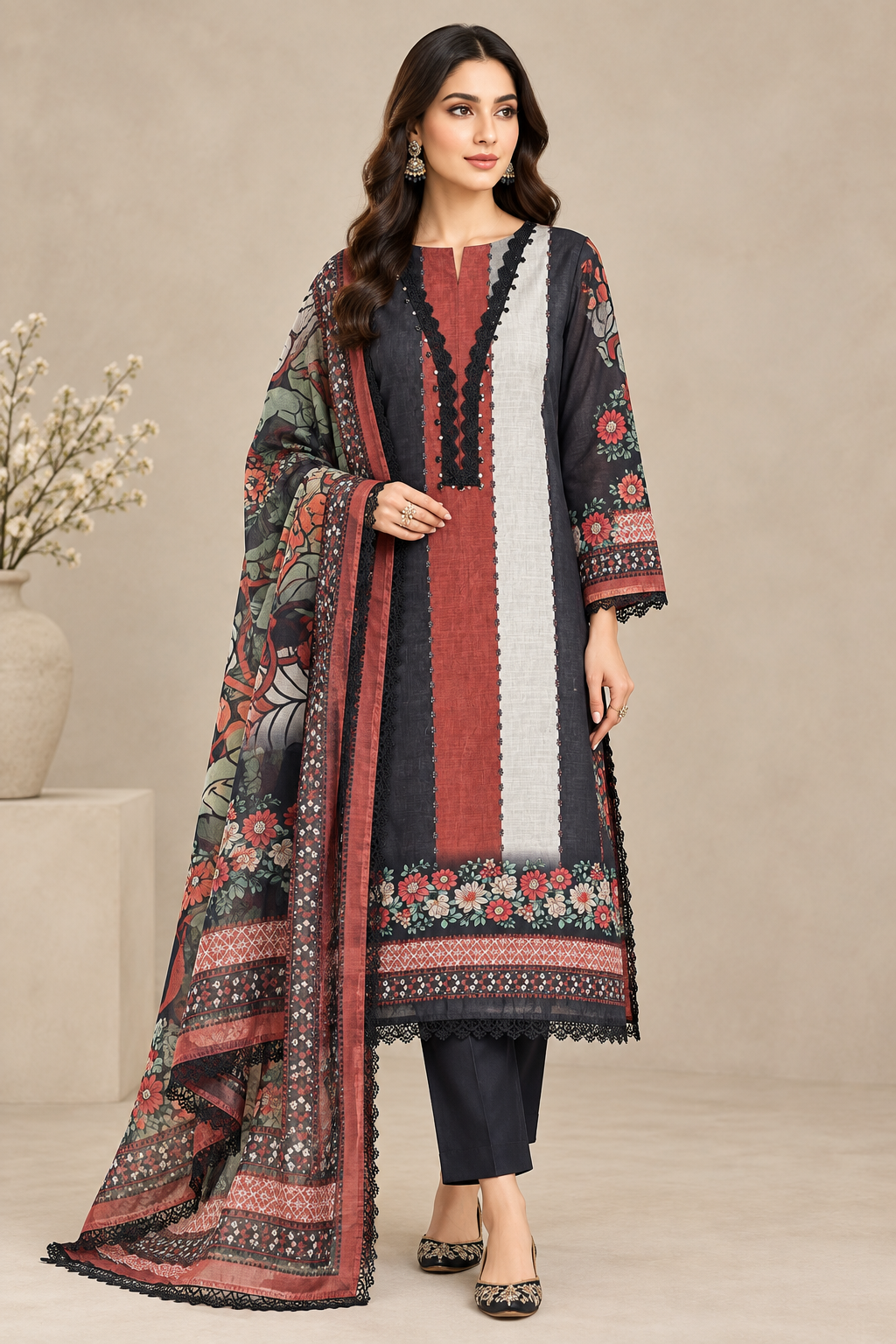 Designer Cotton Linen Printed Unstitched Suit Set