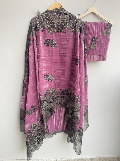 Micra crushed velvet unstitched ladies suit Rc18281