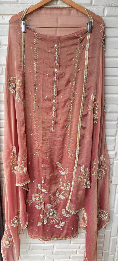 Crushed chinnon silk unstitched ladies suit Rc17661 (a)