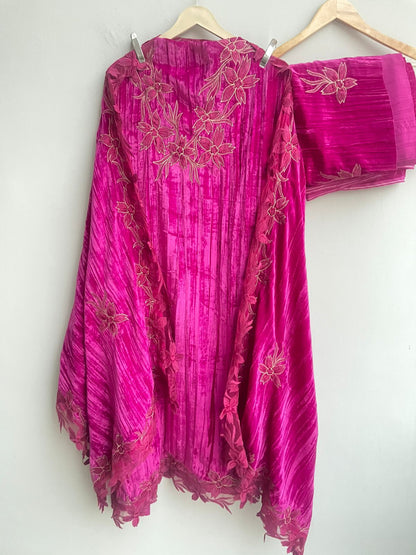 Crushed micra velvet unstitched ladies suit Rc17880