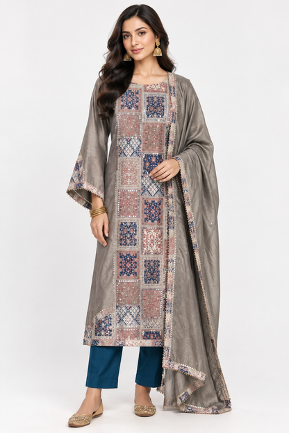 Designer Cotton Printed 3pcs Unstitched Suit Set