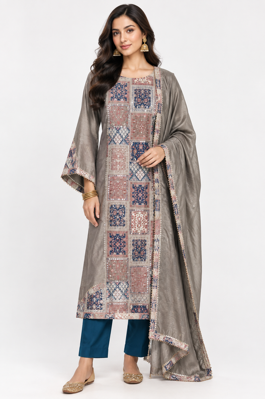 Designer Cotton Printed 3pcs Unstitched Suit Set