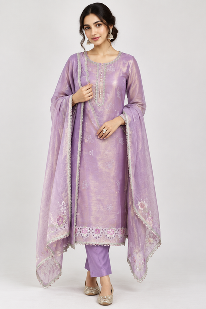 Premium Self Shimmer Silk 3 pcs Unstitched Designer Suit Set