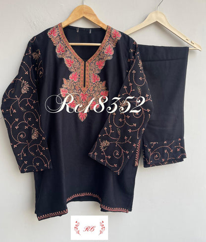 Kashmiri pheron short kurta ladies coord set Rc18352