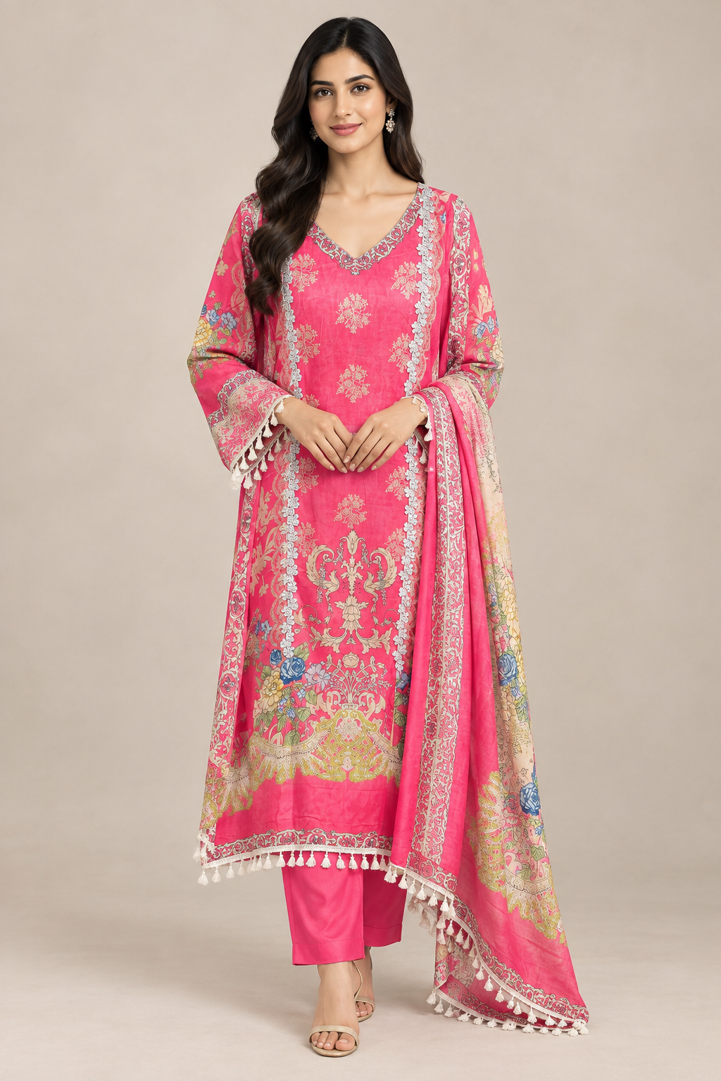 Designer Cotton Printed Unstitched 3 Pcs Suit Set