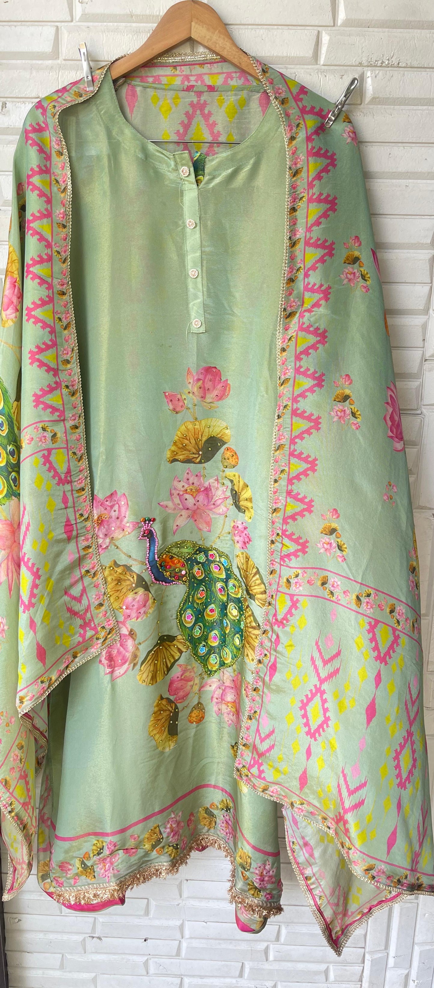 Shimmer silk unstitched ladies suit Rc17823