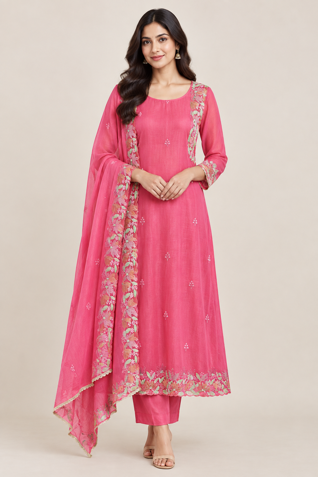 Classy Embroidered Designer Unstitched 3 Pcs Suit Set