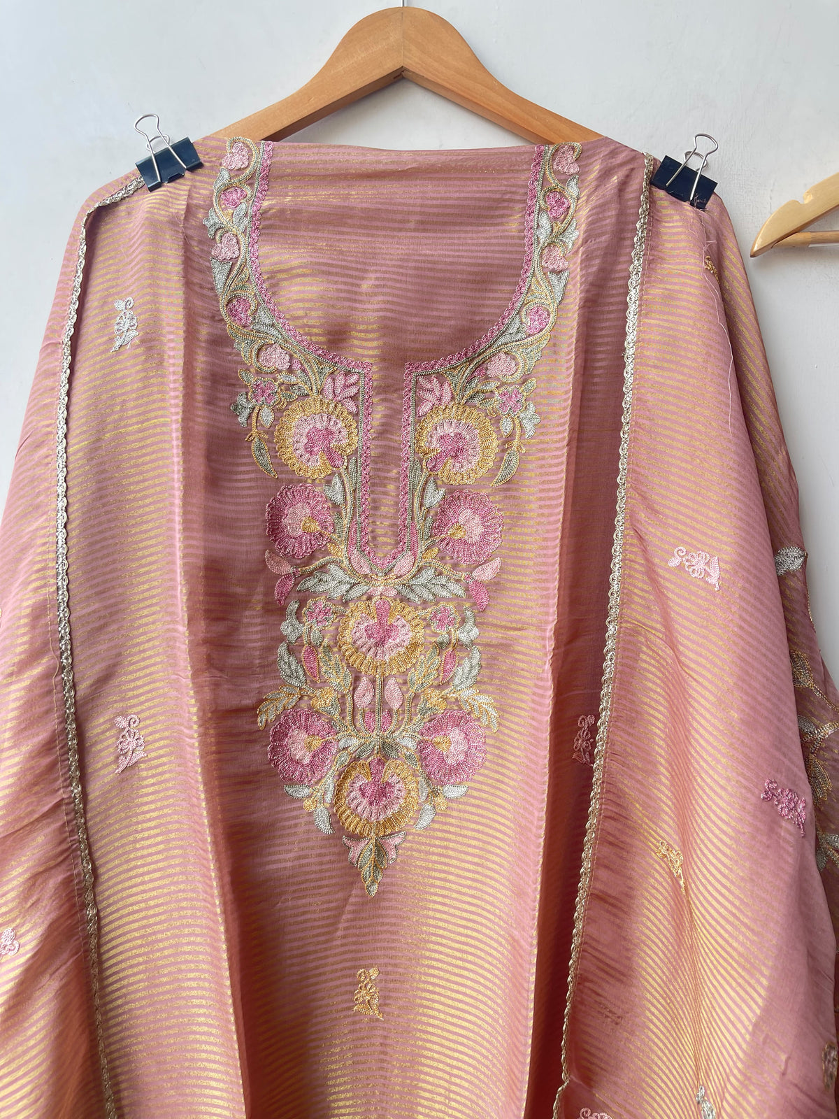Self Shimmer Silk Unstitched Designer Suit Set