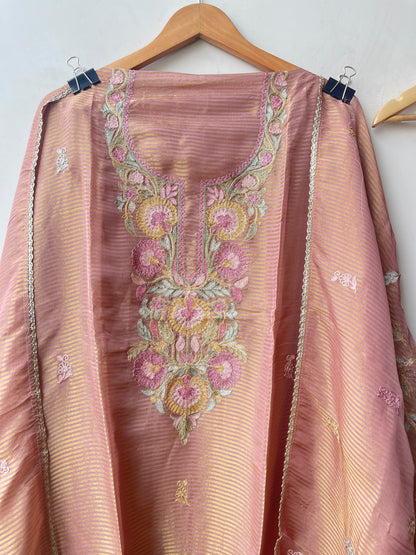 Self Shimmer Silk Unstitched Designer Suit Set