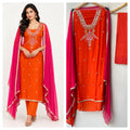 Premium Glass organza Unstitched 3 pcs Suit Set