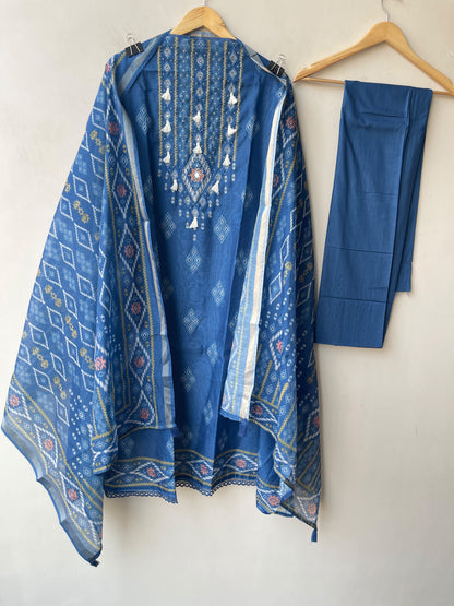 Elegant Mul Chanderi Maheshwari Printed Suit Set