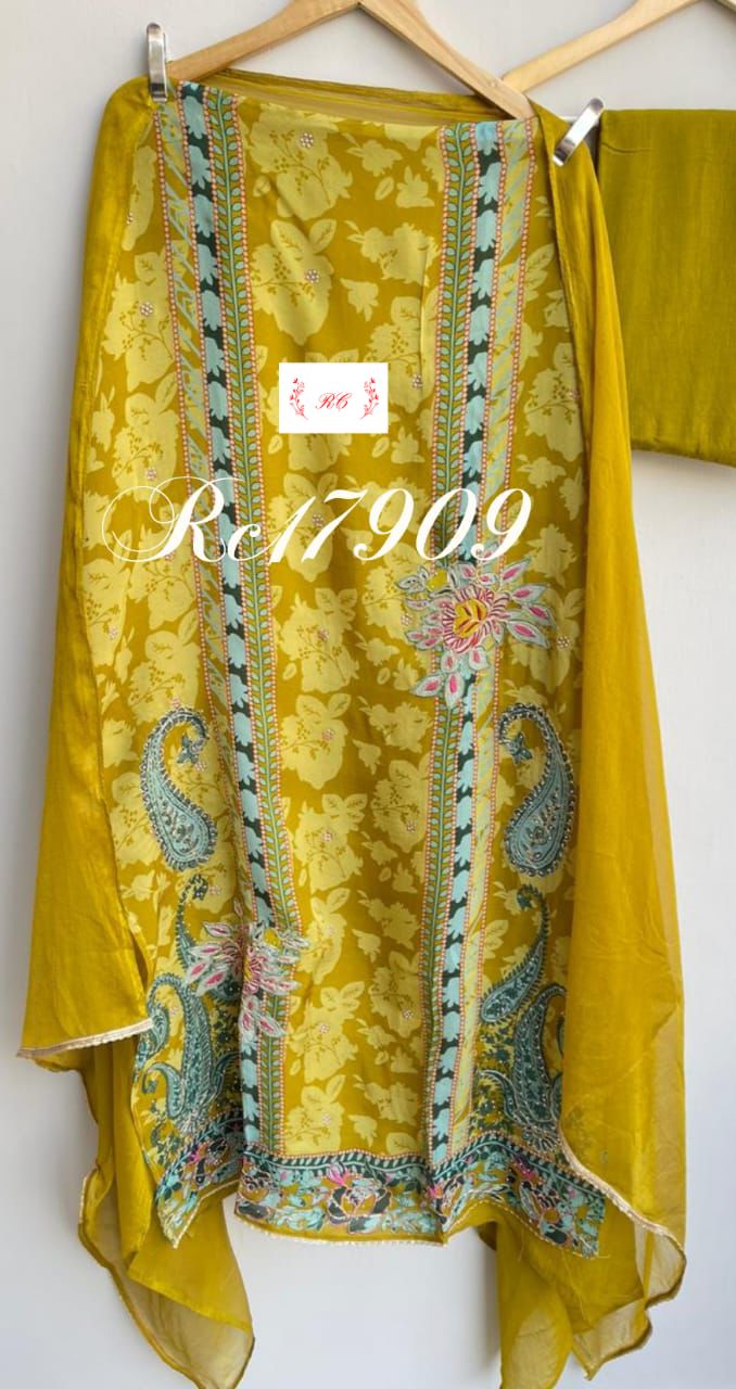 Organza unstitched ladies suit Rc17909