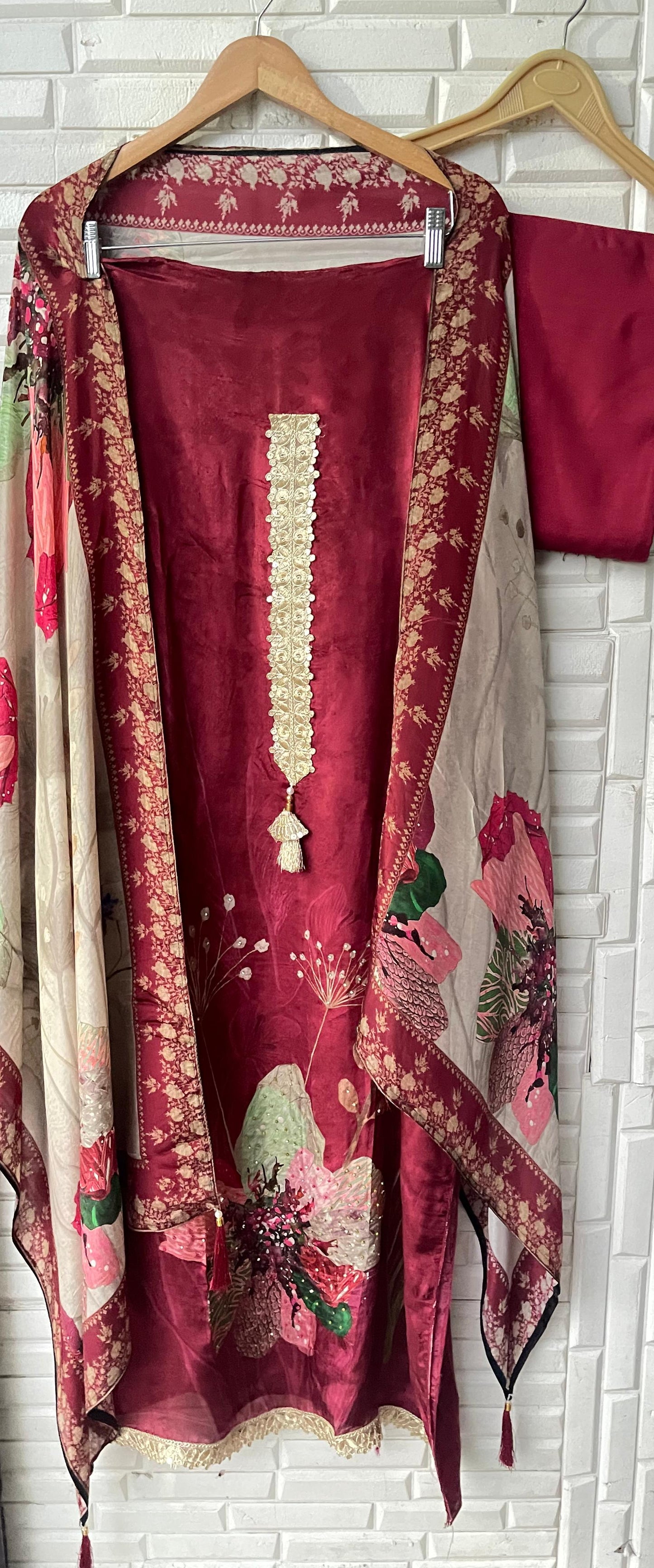 Muslin crepe unstitched ladies suit Rc17444