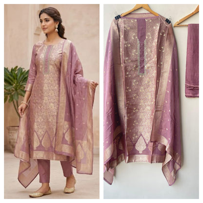 Pure Banarasi brocade silk unstitched ladies suit Rc19348 (a)