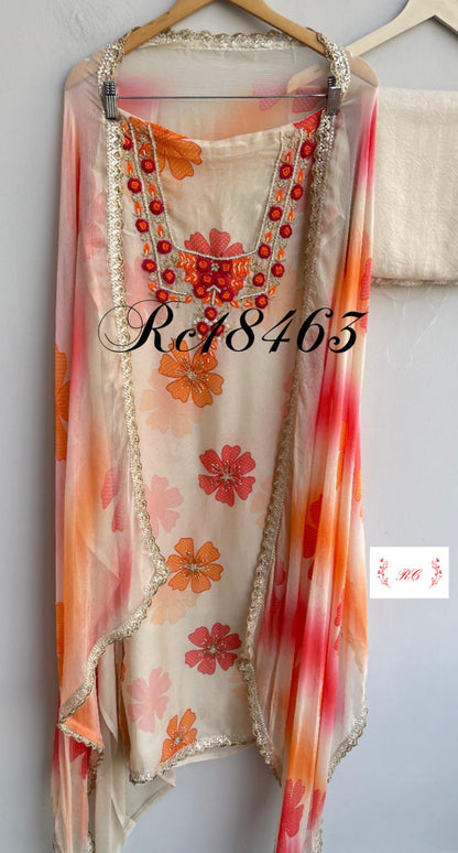 Burberry jute linen ladies unstitched suit Rc18463