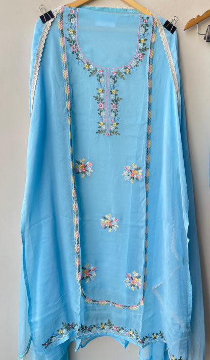 Premium Organza Embroidered Unstitched Suit Set