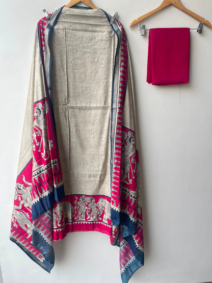 Mul chanderi maheshwari printed unstitched ladies suit Rc19144 (b)