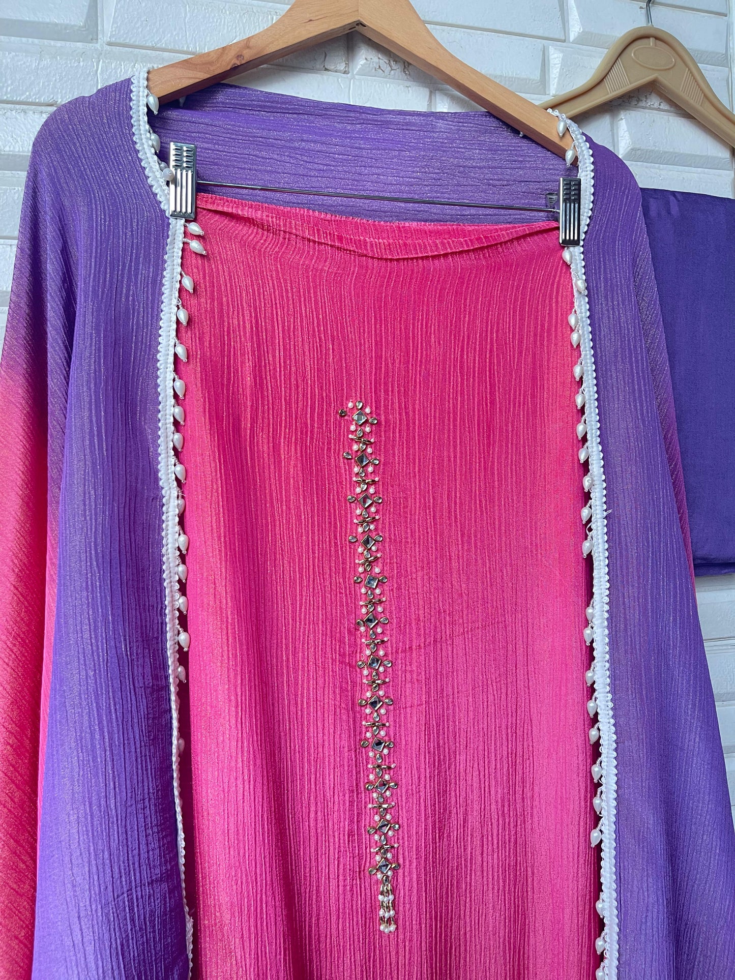 Crushed shimmer tissue unstitched ladies suit Rc17774 (b)