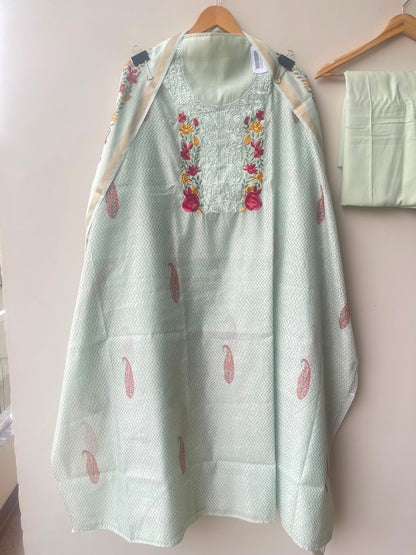 Mul chanderi printed ladies unstitched suit Rc18960 (b)