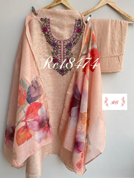 Shimmer linen unstitched ladies suit Rc18474 (b)