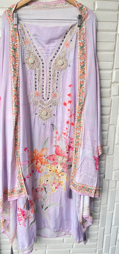 Muslin silk unstitched ladies suit Rc17420