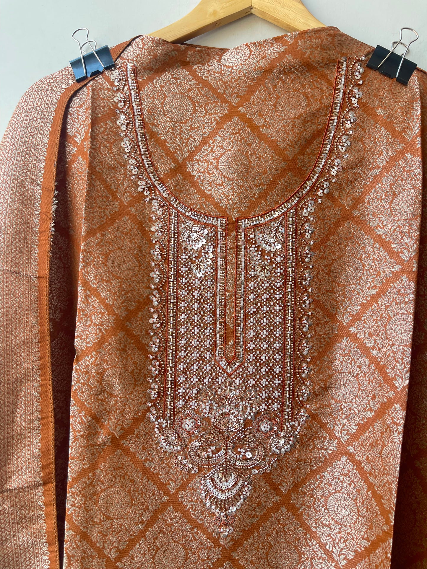 Fine Banarasi shimmer silk unstitched ladies suit Rc19261 (b)