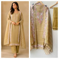 Designer Shimmer Organza Embroidered Unstitched 3pcs Suit Set