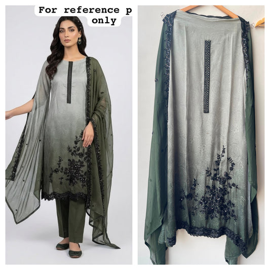 Fine Self Organza Print Shaded Unstitched Ladies Suit with Kutdana Work RC-19178(B) - Royal Chic by Priti