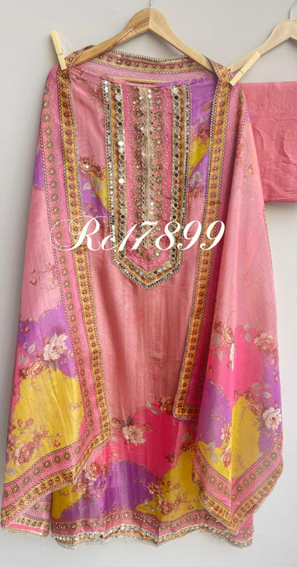 Shimmer silk unstitched ladies suit Rc17899