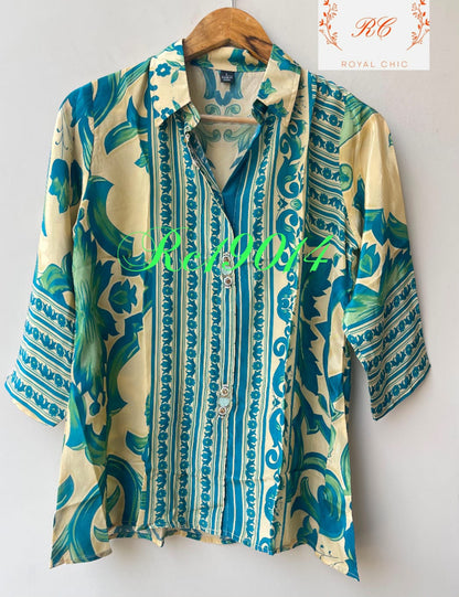 Satin crepe readymade stiched ladies shirt Rc19014 (a)