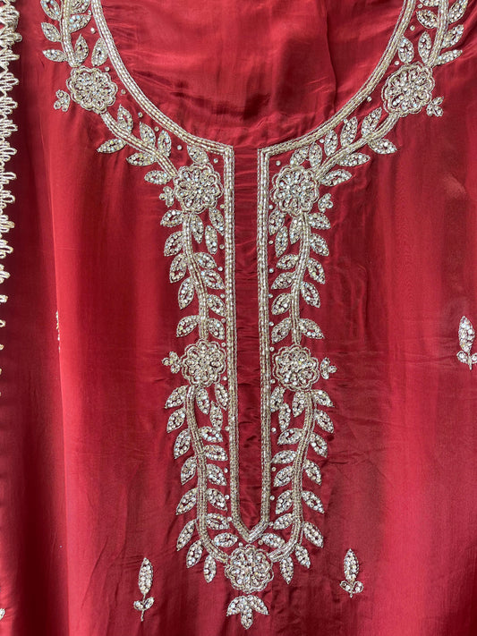 Organza silk unstitched ladies suit Rc17507