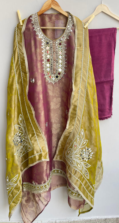 Self shimmer silk unstitched ladies suit Rc17923 (b)