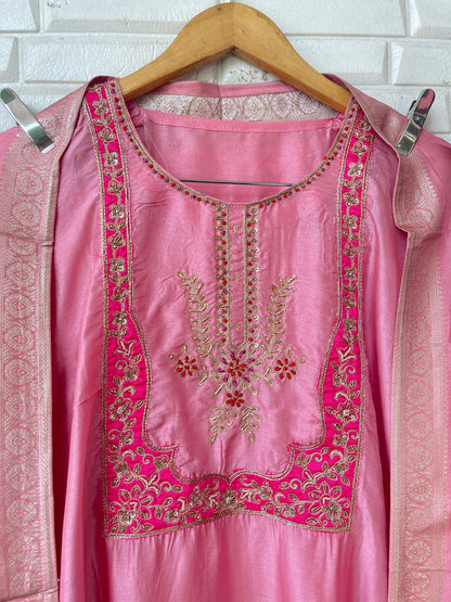 Tassar silk unstitched ladies suit Rc17845