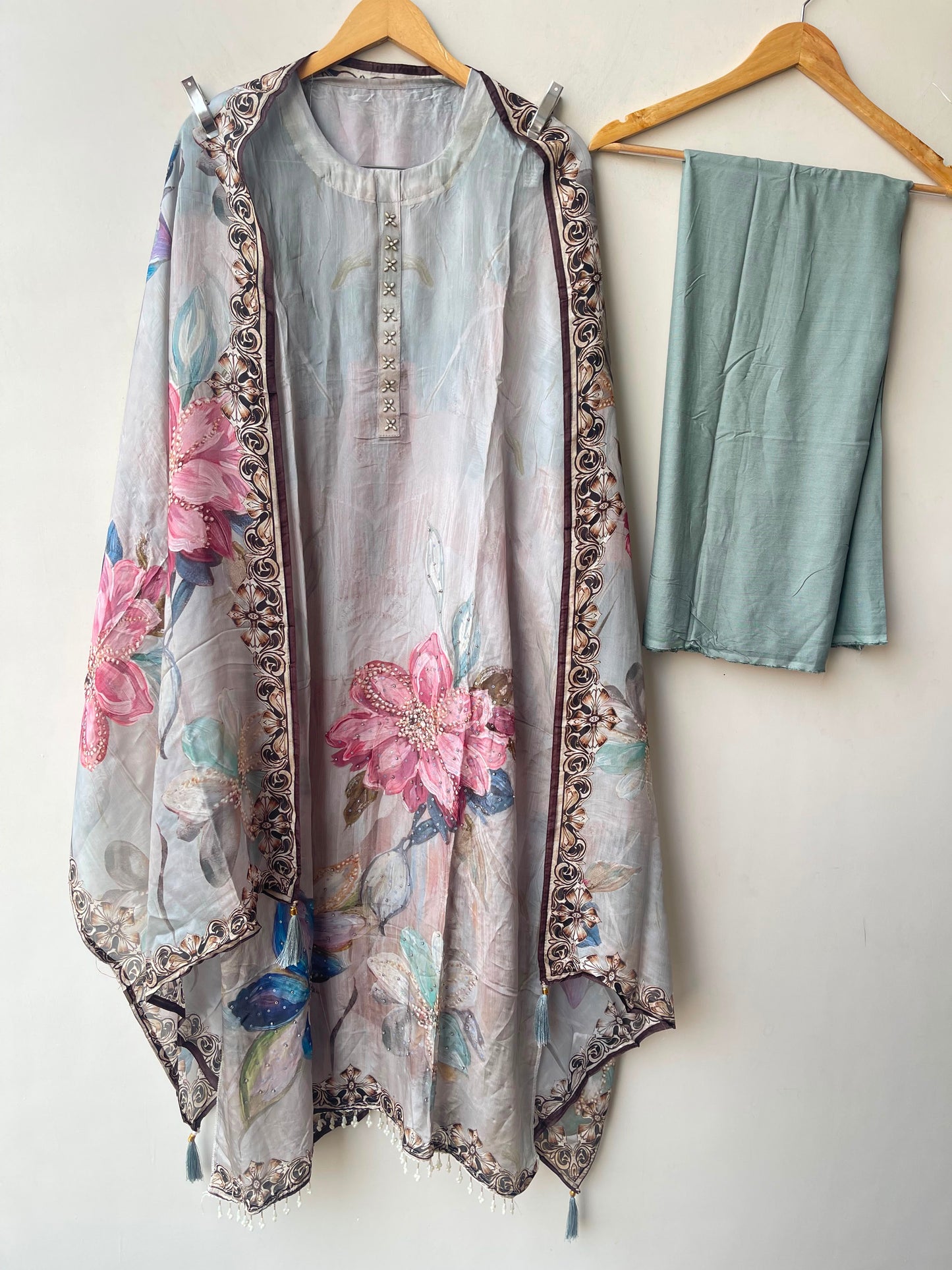 Glass organza printed ladies unstitched suit Rc19205