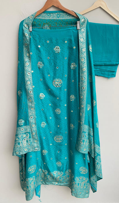 Banarasi silk unstitched ladies suit Rc17840 (b)