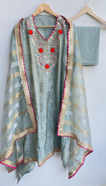 Self shimmer silk unstitched ladies suit Rc17874