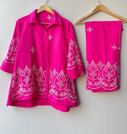 Soft linen cotton stitched ladies coord set Rc19114