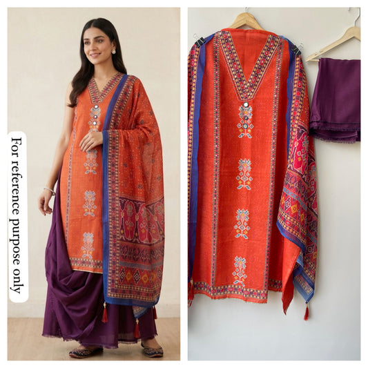 Cotten linen printed ladies unstitched suit Rc18833