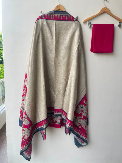 Mul chanderi maheshwari printed unstitched ladies suit Rc19144 (b)