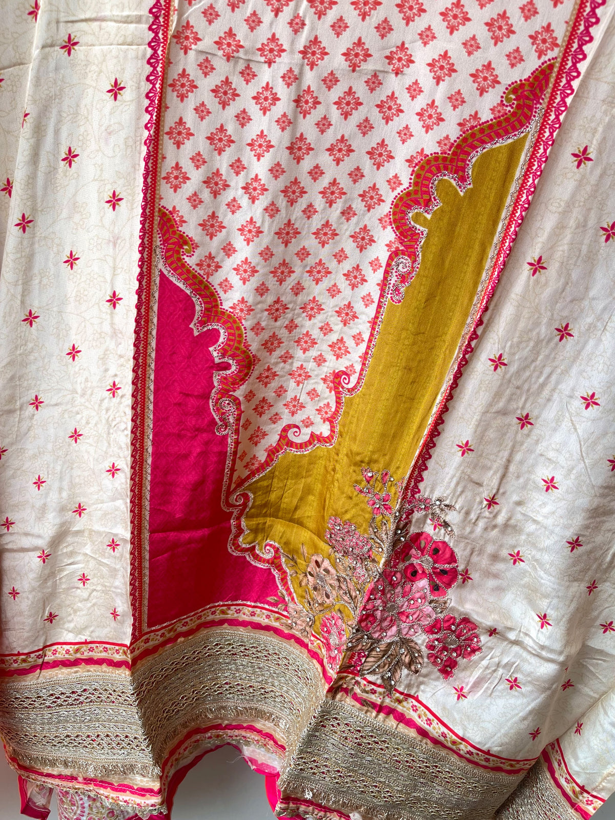 Crepe Satin Printed Unstitched Designer Suit Set