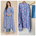 Printed Cotton Embroidered Unstitched 3 Pcs Suit Set