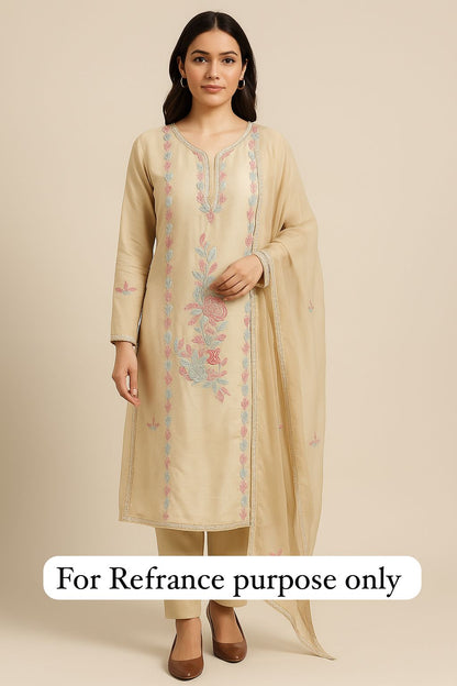 Crape satin unstitched ladies suit Rc17741