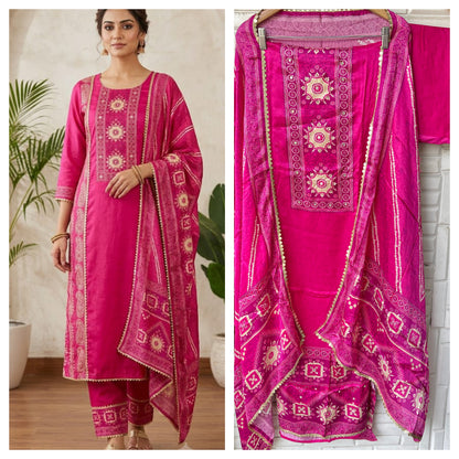 Gajji silk unstitched ladies suit  Rc19288