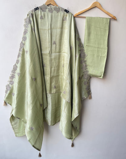 Premium Shimmer Silk Unstitched 3 Pcs Designer Suit Set