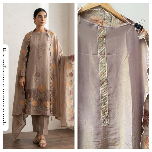Soft shimmer silk unstitched ladies suit Rc18913